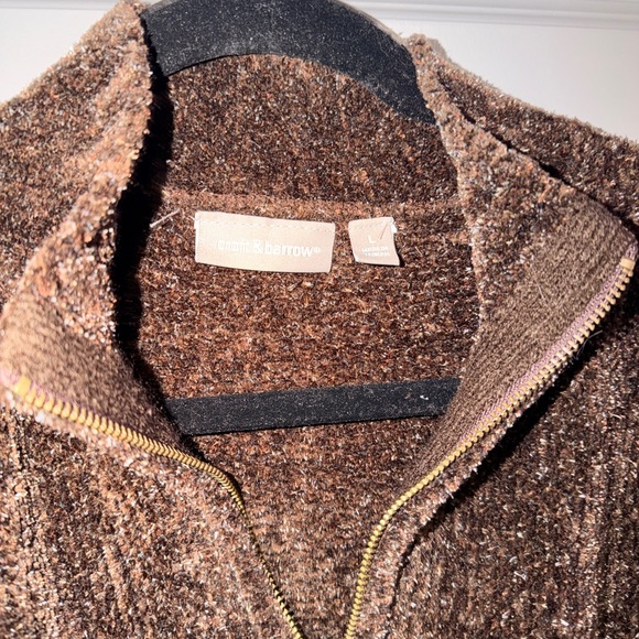 Croft & Barrow Textured Brown Zip Sweater - Picture 2 of 3
